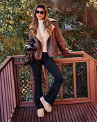 Kelsei Vegan Leather Sherpa Lined Coat