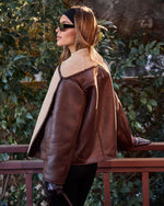 Kelsei Vegan Leather Sherpa Lined Coat