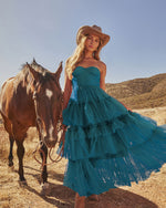 Novara Strapless Tiered Tulle Maxi Dress