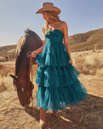 Novara Strapless Tiered Tulle Maxi Dress