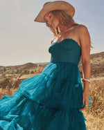 Novara Strapless Tiered Tulle Maxi Dress