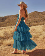 Novara Strapless Tiered Tulle Maxi Dress