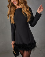 Milton Feather Trim Mini Dress