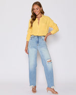 Yellow % Summer Chill Cotton Button Down Top-2