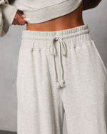 Grey % Off Hours Fleece Wide Leg Sweatpants-6