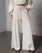 Grey % Off Hours Fleece Wide Leg Sweatpants-1