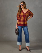 Fall Foliage Plaid Button Down Cardigan