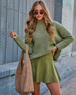Green % Slow Mornings Ribbed Mock Neck Sweater-2