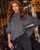 Black/Silver % Elouise Lurex Oversized Pullover Sweater-1