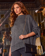 Black/Silver % Elouise Lurex Oversized Pullover Sweater-3