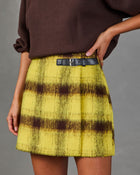 Miley Belted Brushed Plaid Mini Skirt
