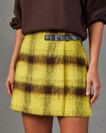 Miley Belted Brushed Plaid Mini Skirt