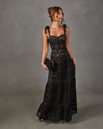 Geogie Belted Lace Maxi Dress