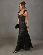 Geogie Belted Lace Maxi Dress
