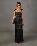 Geogie Belted Lace Maxi Dress
