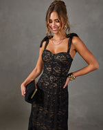 Geogie Belted Lace Maxi Dress