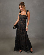 Geogie Belted Lace Maxi Dress