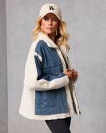 Beatrise Denim Contrast Sherpa Coat