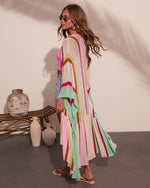 Summer Treat Knit Color Block Duster Kimono