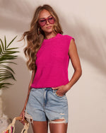 Pink % Soft Gatherings Ribbed Knit Sleeveless Sweater-5