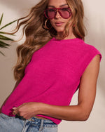 Pink % Soft Gatherings Ribbed Knit Sleeveless Sweater-6