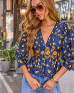 Golden Meadow Floral Puff Sleeve Top