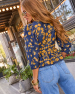 Golden Meadow Floral Puff Sleeve Top