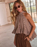 Hunter Cotton Halter Neck Peplum Hem Top