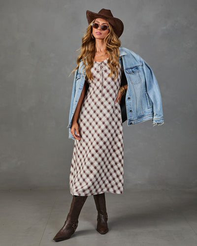 burgundy check dress Estate Plaid Maxi in Shoe Size (UK):9