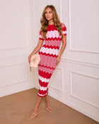 Caroleen Striped Midi Sweater Dress