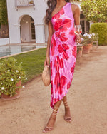 Purple Floral % Modern Day Glam Printed One Shoulder Asymmetrical Maxi Dress-6