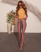 Summer Lounge Striped Open Knit Cover Up Pants