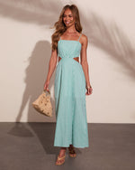 Playful Cove Cotton Striped Cut Out Maxi Dress