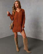 Brick % Autumn Stone Shift Chiffon Mini Dress-1