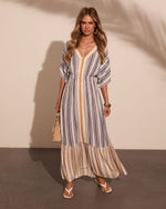 Paradise Glow Striped Kaftan Maxi Dress