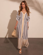 Paradise Glow Striped Kaftan Maxi Dress