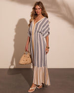 Paradise Glow Striped Kaftan Maxi Dress