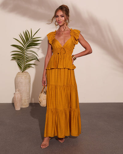 Glow Tiered Peplum Maxi Dress – VICI