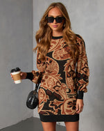 Fidela Printed Sweater Mini Dress