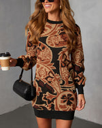Fidela Printed Sweater Mini Dress