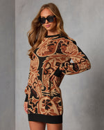 Fidela Printed Sweater Mini Dress