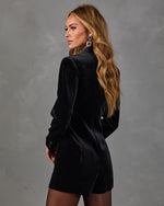 Dinner Party Velvet Double Breasted Romper