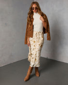 Crushed Maple Printed Midi Skirt