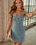 Instant Joy Embellished Denim Mini Dress