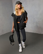 Black % Fall And Forever Hooded Puffer Vest-6