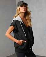 Black % Fall And Forever Hooded Puffer Vest-3