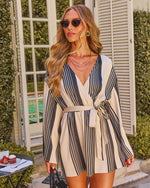 Darling Mood Striped Wrap Mini Dress