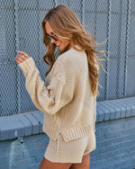 Gentle Thread Cable Knit Crew Neck Sweater
