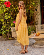 Golden Tropics High Low Bubble Hem Top