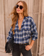 Petaluma Cotton Blend Plaid Button Down Top